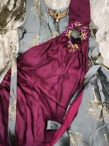 Elegant Grey &amp; Maroon Lehenga Choli