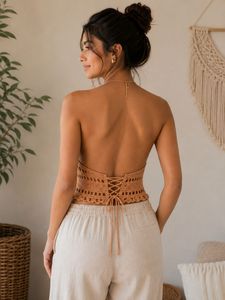 Boho Crochet Halter Crop Top