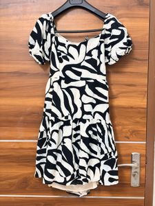 Monochrome Print A-Line Dress