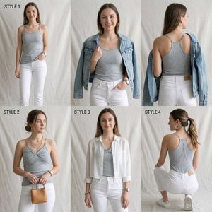 Stylish Grey Racerback Camisole Tank Top