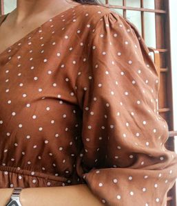 Polka Dot Brown Midi Dress