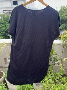 Chic Black Linen Blend T-Shirt