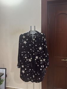 Black Star Print Tunic Top