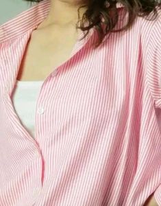 Striped and plain pink shirt