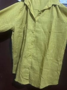 Green Linen Blend Button-Up Shirt
