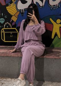 Purple Ribbed Co-ord Set