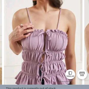 L size Lilac Ruffled Tie-Up Cami Top