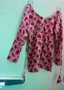 Pink Floral Print short kurti