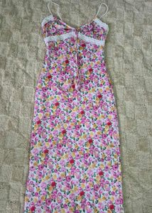 Floral Mini Dress with Lace Trim