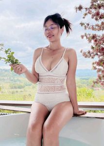 Elegant White Lace One-Piece Swimsuit