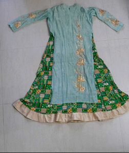 Diwali Sale !! Elegant Light Blue Kurta with Green