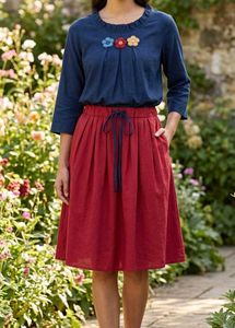 Charming Blue Floral Embellished Top