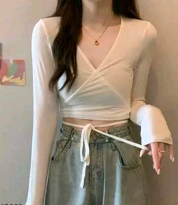 White Wrap Tie Crop Top