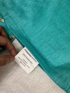 Stylish Teal &amp; Gold Pillow Cover 20x20cms