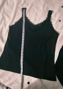 Black Lace Trim Cami Top with brief 👍