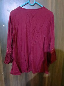 Maroon Bell Sleeve Tunic Top