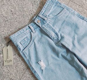 sky blue jeans