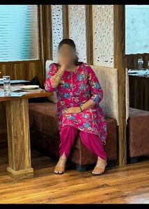 woman floral printed gotta Patti kurta with dhoti