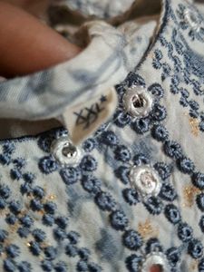 Beautiful grey  Printed  and embroidered Kurta set