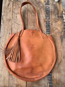 Tan Leather Round Sling Bag
