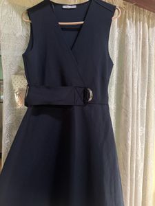 Sleeveless Zara Navy Blue Wrap Dress