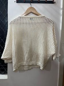 B.SEAS Cream Open-Knit Cardigan