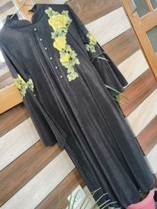 Elegant Black Pleated Stretchable Gown