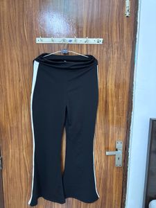 Stylish Black Flare Pants with White Stripe