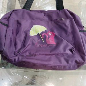 Cute Purple Travel Bag with Cat Design