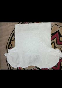 White Puff Sleeve Square Neck Top