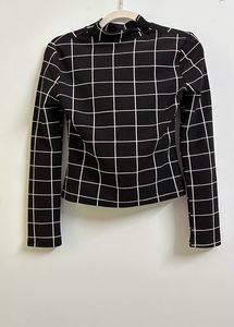 Black And White Checkered Turtle Neck Tee