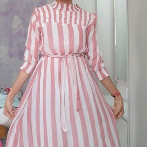 Pink &amp; White Striped Dress