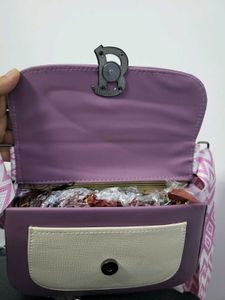 Stylish Lavender and Cream Crossbody Bag