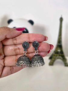 Oxidized Jhumka Earrings pack of 2
