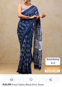 KALINI Pure Cotton Block Print Saree
