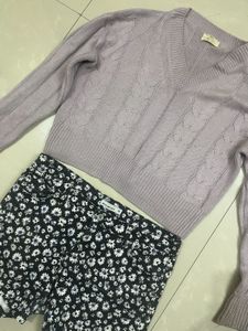 B1G1 lavender sweater with cute shorts