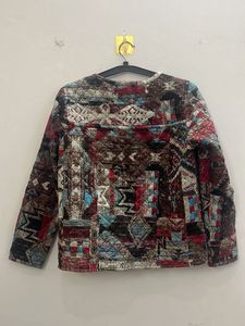 Quilted Geometric Print Jacket