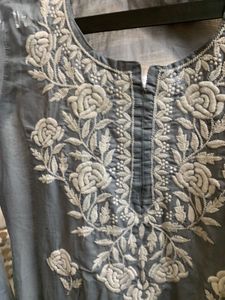 Grey Embroidered Kurta