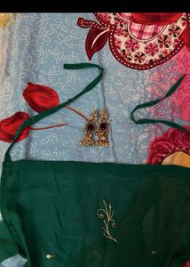 Chatpata90s Elegant Green Embellished Halter Top
