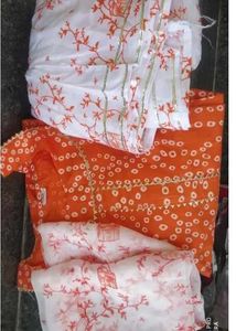 Vibrant Orange Bandhani Kurta Set with Dupatta