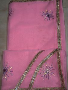 Beautiful Pink Embroidered Saree
