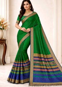 🇳🇿💫🎀Elegant Green Silk Saree