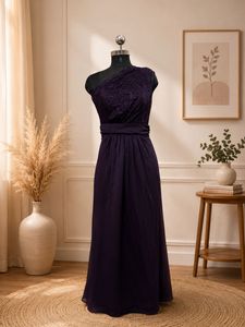 Elegant One-Shoulder Purple Gown