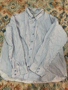 Oversized Blue Striped Cotton Shirt