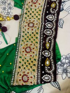 Emerald green diamond work blouse