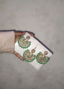 Mint Green Earring &amp; Maang Tikka Set