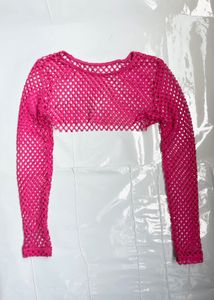 Hot Pink Fishnet Bolero Top