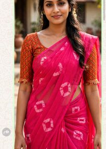 beautiful Magenta boutique print saree