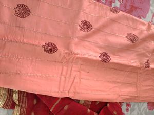 Elegant Peach &amp; Red Kurta Suit Material