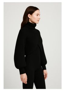 Black Turtleneck Wrap Sweater